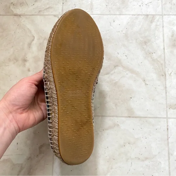 Gucci Canvas Floral Embroidered Blind For Love Espadrilles Flats Size 37.5/7.5 - Picture 12 of 12